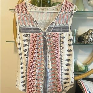 Lucky Brand Bohemian Sleeveless Top - Pink and Blue